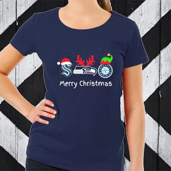 Seattle Sports Teams Santa Reindeer Elf Christmas TShirt