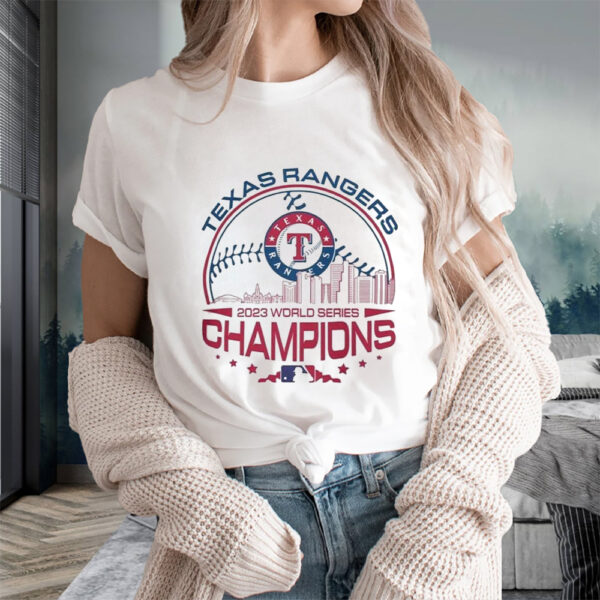 Texas Rangers 2023 World Series Champions Logo Skyline T-Shirts