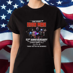 Tony Stark Iron Man 53rd Anniversary Robert Downey Jr Thank You For The Memories Shirt