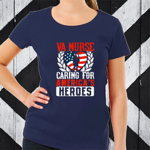 Va Nurse Americas Heros Merica US Flag Patriot Veterans Day TShirt