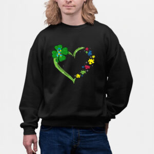 Funny Autism heart St Patrick’s Day Clover shirts