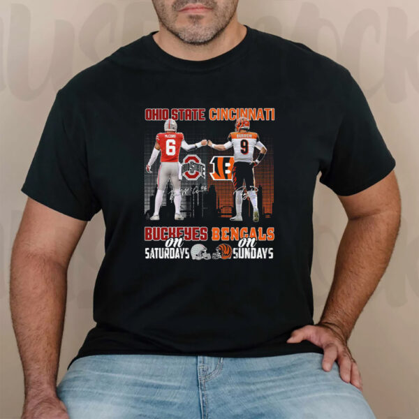 Ohio State Buckeyes On Saturdays Cincinnati Bengals On Sundays T-Shirt3