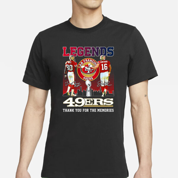 Legends Jerry Rice Joe Montana San Francisco 49ers Thank You For The Memories T-Shirts