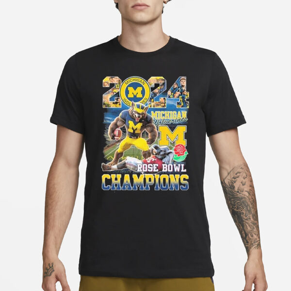 Michigan Beat Alabama 2024 Rose Bowl Champions T-Shirt1