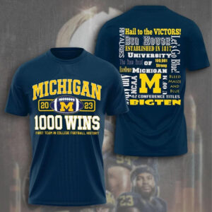 Michigan Football 2023 1000 Wins First Team In College Football History T-Shirt