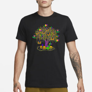 Watercolor Mardi Gras Bead Tree T-Shirt1