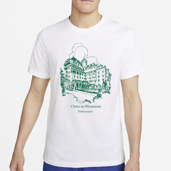 Chateau Marmont Hollywood White with Green T-Shirt4