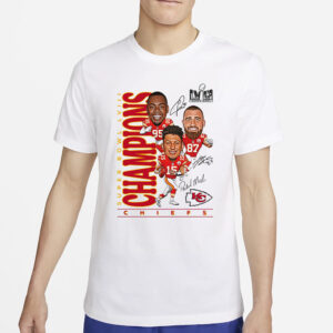 Chris Jones Travis Kelce Patrick Mahomes Kansas City Chiefs Super Bowl Lviii Champions Caricature T-Shirt4