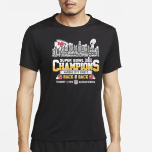 KC Chiefs Super Bowl Champions LVIII 2024 Back2back Skyline T-Shirt2