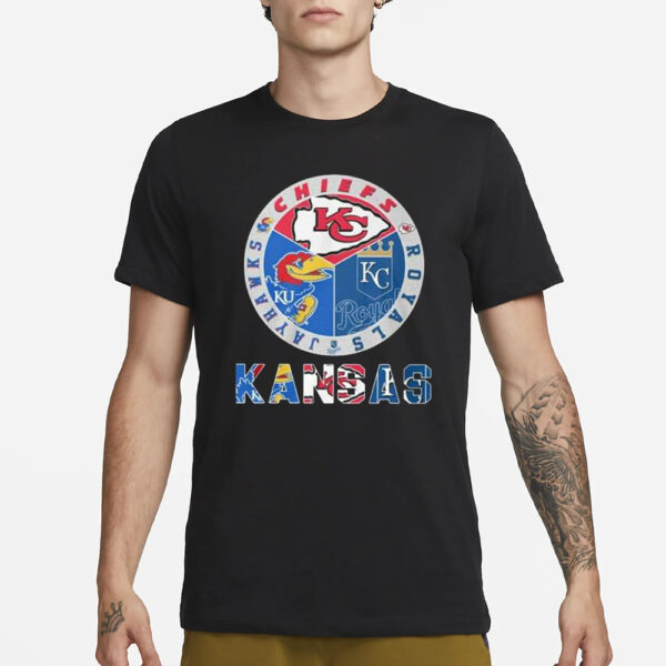 Kansas Sports Teams Chiefs Royals Jayhawks T-Shirt1`