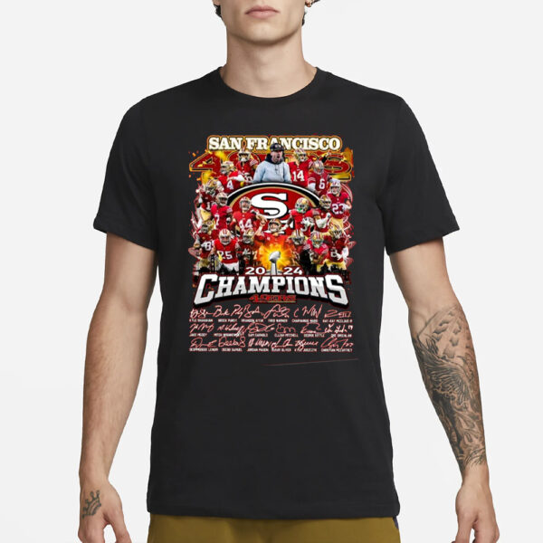 SF 49ers 2024 Super Bowl LVIII Champions Signature T-Shirt3