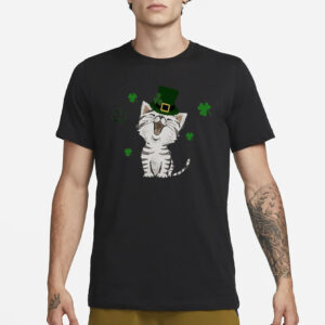 Women’S Cute Cat St. Patrick’s Day Print Casual T-Shirt1