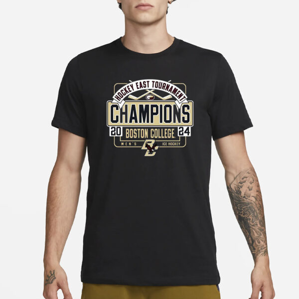 Boston College Eagles Unisex 2024 Hockey East Men’s Tournament Champions T-Shirt1