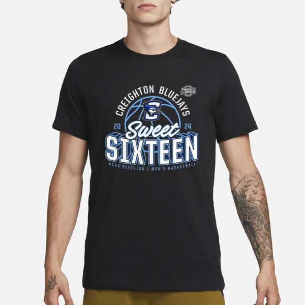 Creighton Bluejays 2024 Ncaa March Madness Sweet Sixteen Defensive Stance T Shirt3