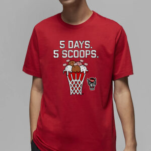 NC STATE BASKETBALL 5 DAYS 5 SCOOPS T-SHIRT4