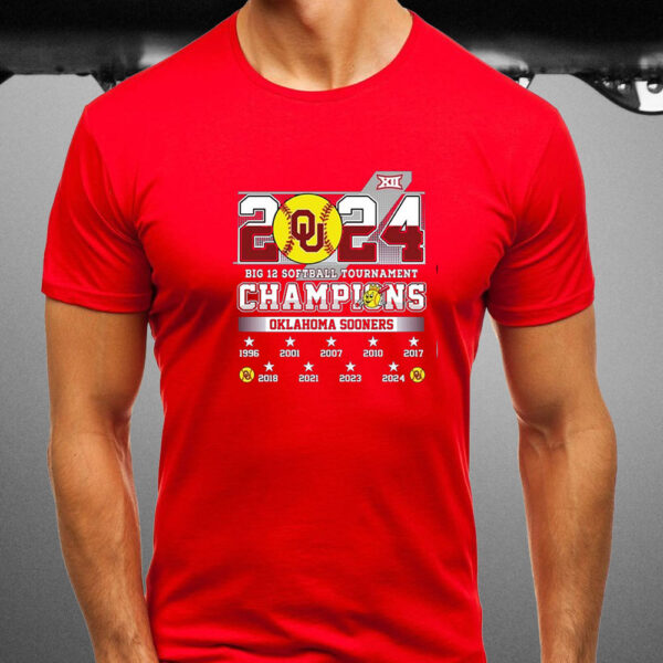 2024 Big 12 Softball Tournament Champions Okalahoma Sooners T-Shirt3