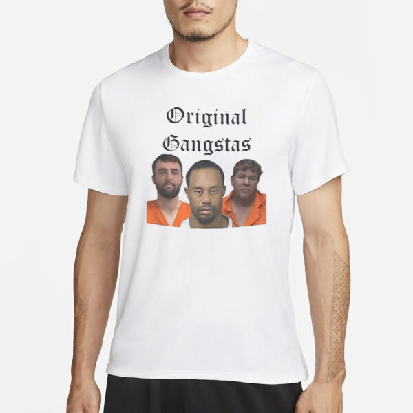 Scottie Scheffler Tiger Woods John Daly Original Gangstas Mugshot T-Shirt3