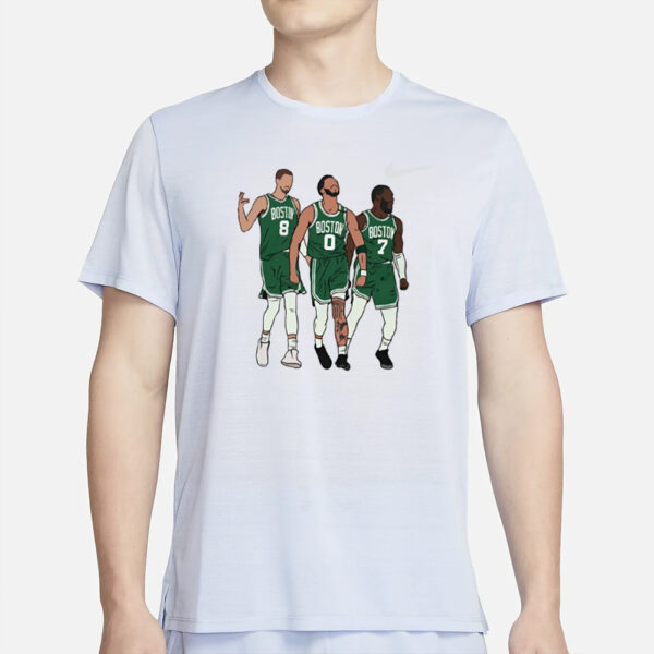 Bri Marie D wearing Kristaps Porzingis, Jayson Tatum And Jaylen Brown Big 3 Boston 2024 Shirt3